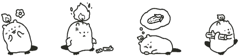 Beav with four emotions in landscape